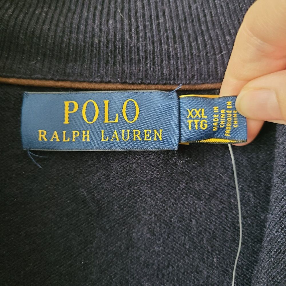 NWT Polo Ralph Lauren Mens 100% Wool 1/4 Zip Pullover Sweater Navy Size XXL Knit - Picture 4 of 9